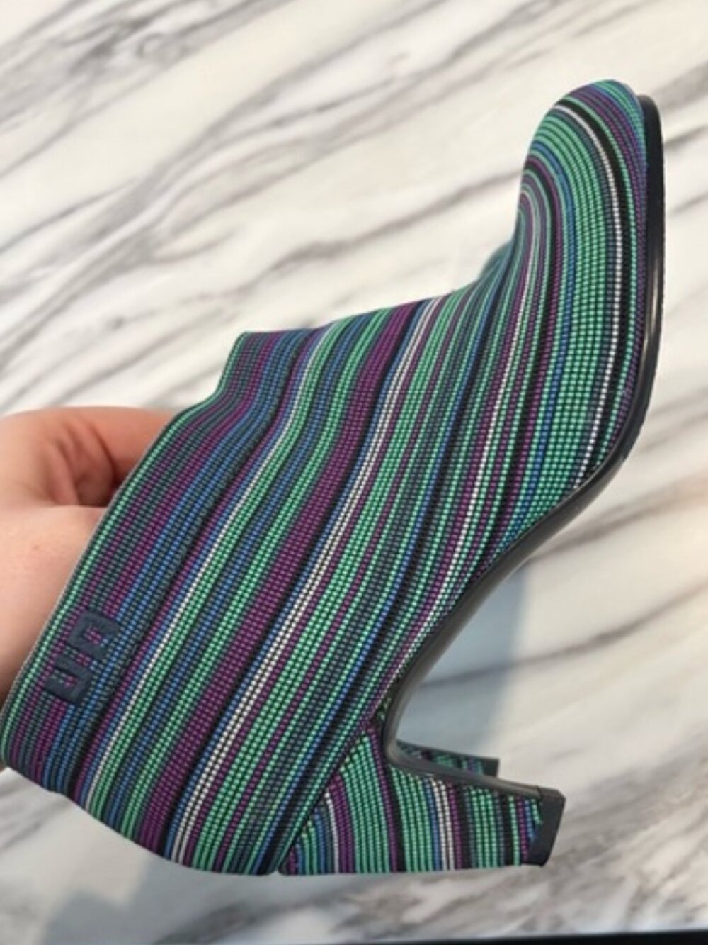 United Nude Fold Hi Multi-Color Striped Ankle Booties Size 6.5, Funky - Picture 3 of 9